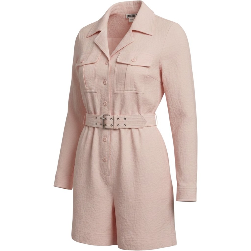 Vintage Taurus II Peach Utility Safari Belted Button Down Dress Womens Small